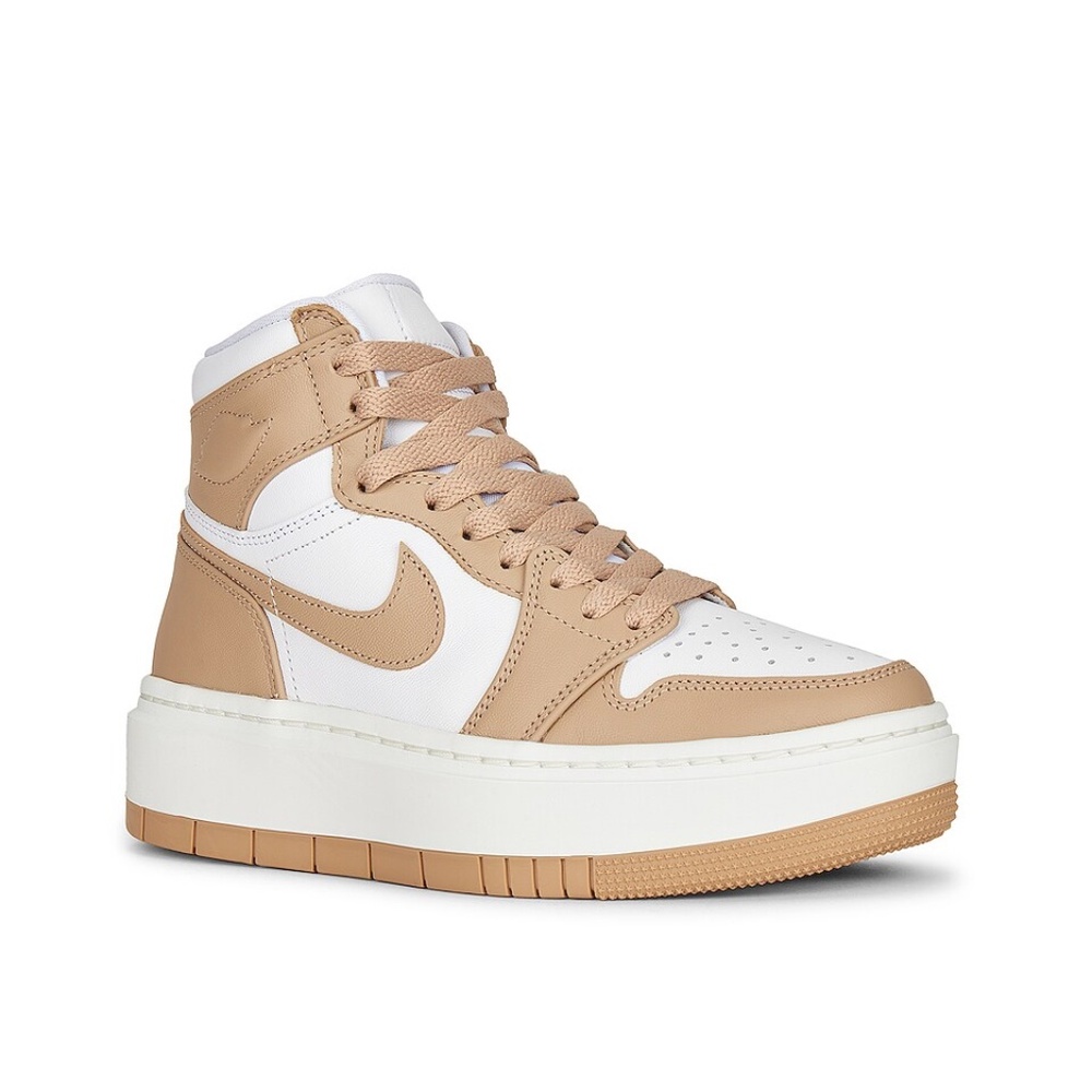 Air Jordan 1 Elevate Mid Sneaker in White, Desert, & Sail